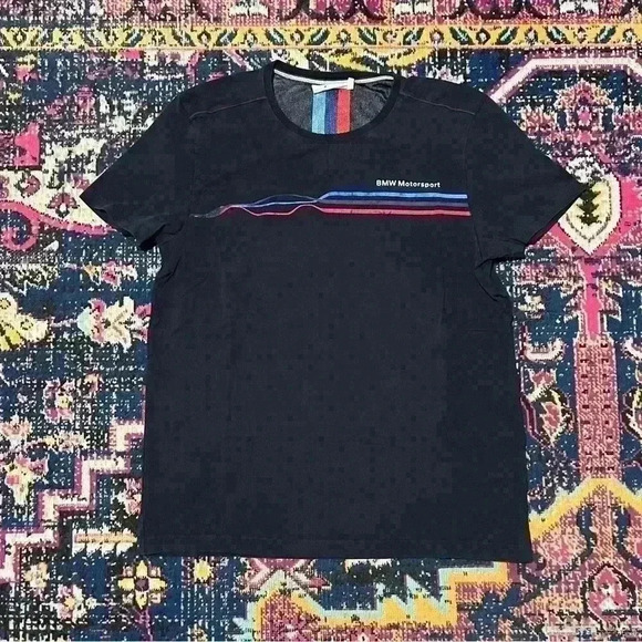 BMW Motorsport Shirt Mens XL Blue Short Sleeve Crewneck - Picture 1 of 2